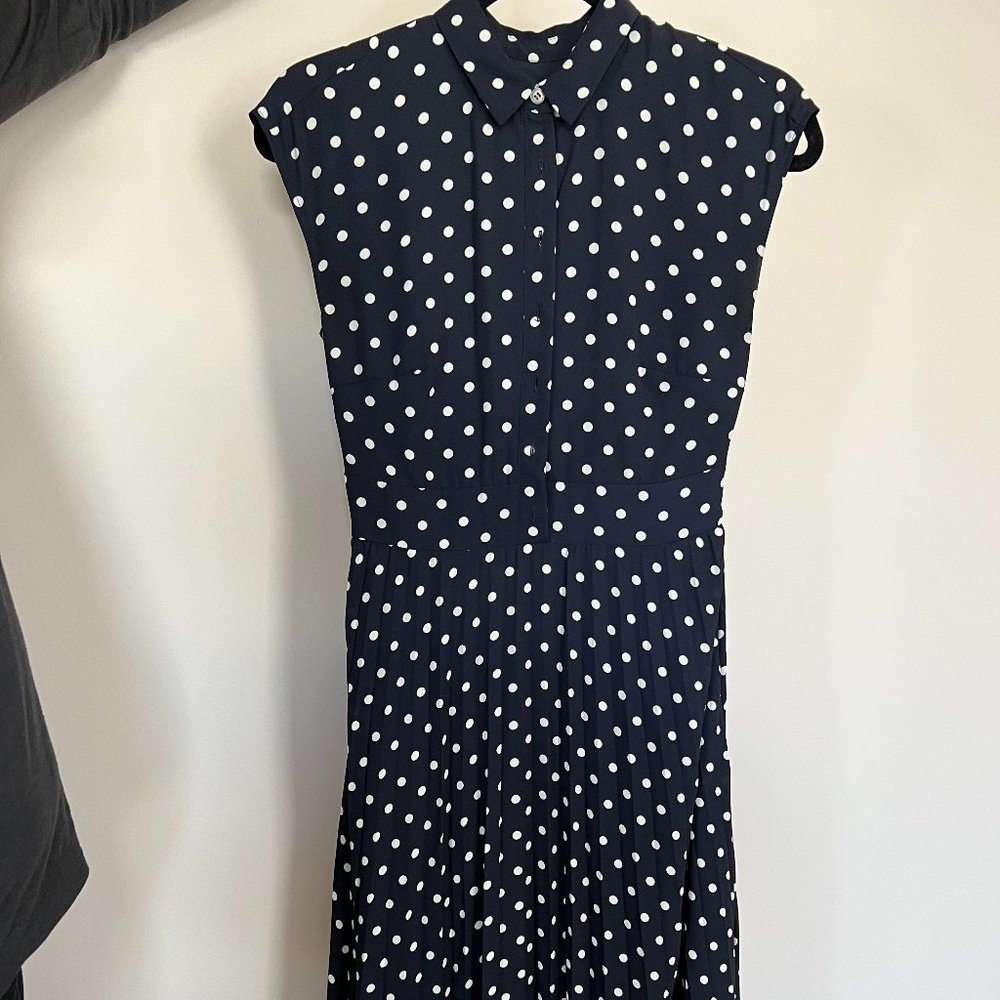 J Crew Size 00 (Fits like a 0-2!) polka dot + pleated midi dress